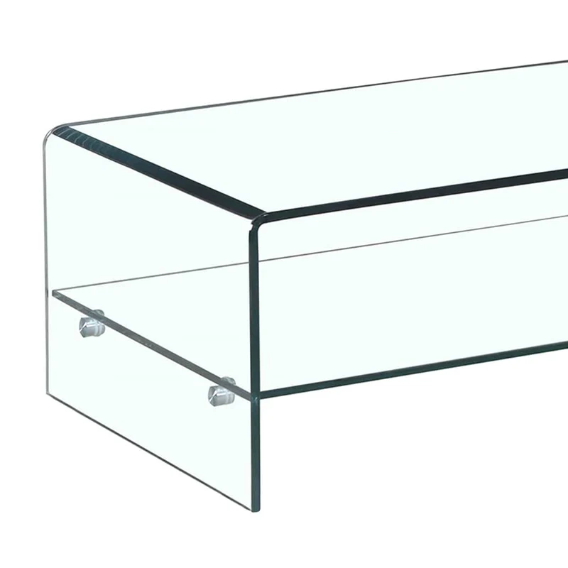 Meubletmoi Table Basse en Verre trempé - avec étagère vitrée rectangulaire - Design Salon Moderne - Ice