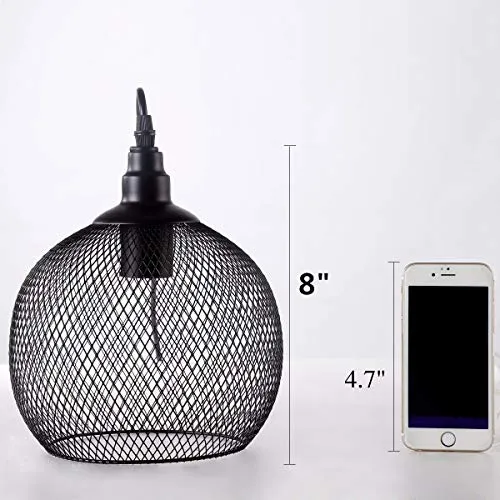 Mengjay Pendentif Industriel Rétro En Métal E27 Ampoule En Forme de Noir Fini Suspension Luminaire Suspendu Pour Cuisine Island Salle À Manger Ferme Pas D'Ampoule(Ø22 cm)