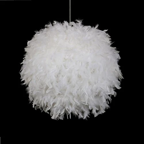 STOEX Lustre Suspension luminaire en plume blanche design forme sphère E27 40W pour Chambre Décoration Cadeau d'enfant
