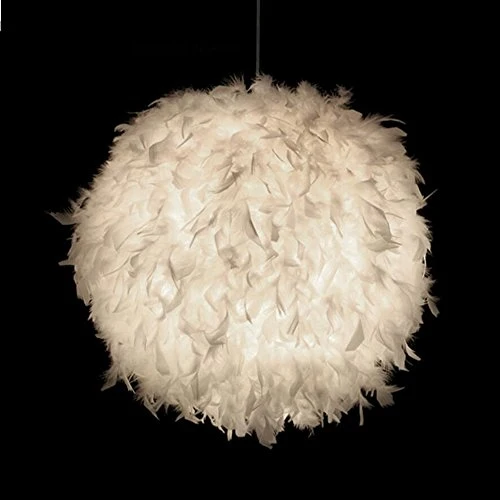 STOEX Lustre Suspension luminaire en plume blanche design forme sphère E27 40W pour Chambre Décoration Cadeau d'enfant