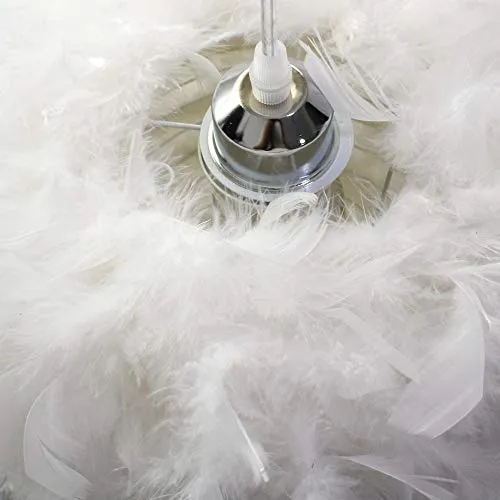 STOEX Lustre Suspension luminaire en plume blanche design forme sphère E27 40W pour Chambre Décoration Cadeau d'enfant