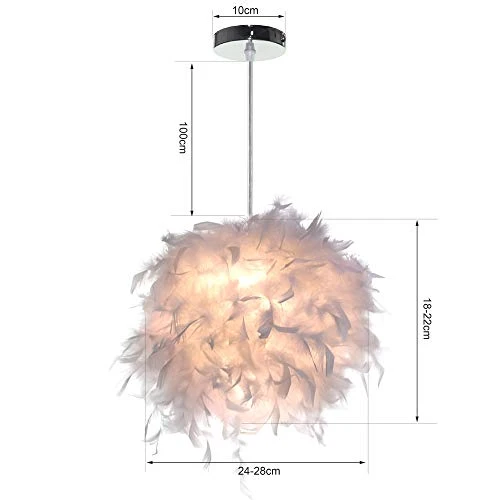STOEX Lustre Suspension luminaire en plume blanche design forme sphère E27 40W pour Chambre Décoration Cadeau d'enfant