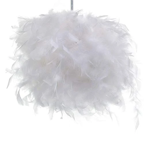 STOEX Lustre Suspension luminaire en plume blanche design forme sphère E27 40W pour Chambre Décoration Cadeau d'enfant