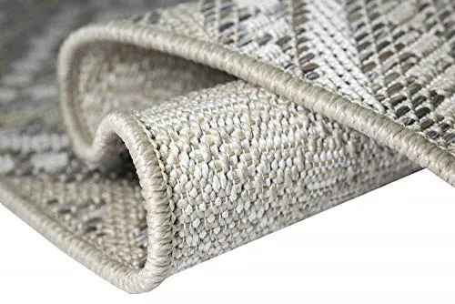 CARPETIA Tapis Sisal Intérieure & Extérieure Balcon Cuisine Terrasse Salle de Séjour - Motif À Losange - Beige crème Größe 140x200 cm
