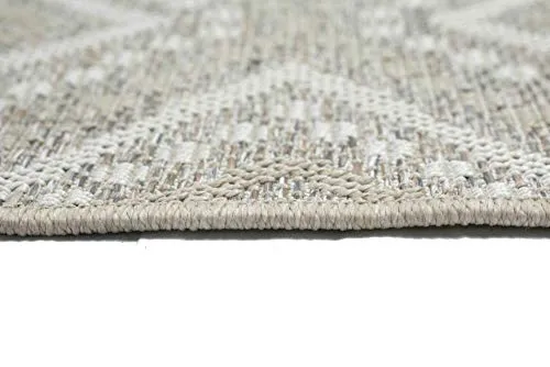 CARPETIA Tapis Sisal Intérieure & Extérieure Balcon Cuisine Terrasse Salle de Séjour - Motif À Losange - Beige crème Größe 140x200 cm