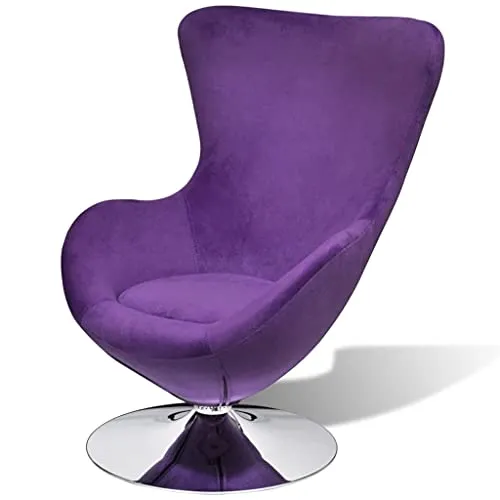 OUSEE Fauteuil pivotant en Forme d’œuf avec Coussin Violet Velours