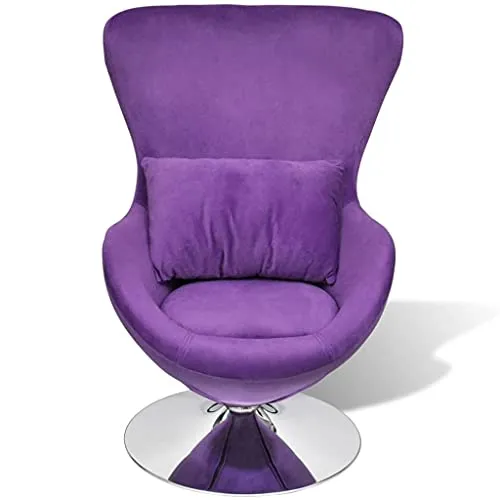 OUSEE Fauteuil pivotant en Forme d’œuf avec Coussin Violet Velours