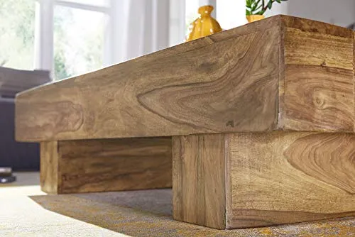 FineBuy Table Basse Bois Massif Acacia Table de Salon 120 x 30 x 45 cm | Table d'appoint Style Maison de Campagne | Meubles en Bois Naturel Table de Sofa | Table en Bois Massif Meubles en Bois Massif