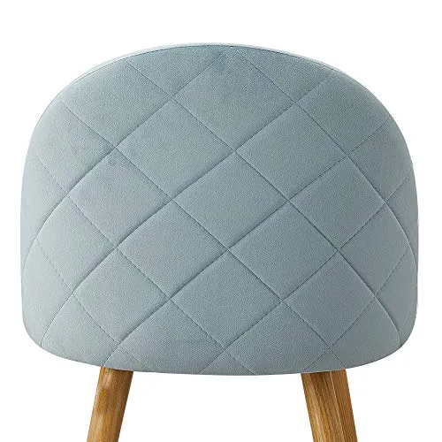 OFCASA 4 x Moderne Chaises de Salle à Manger Velours Bleu Clair Tissu Chaise de Cuisine Rembourrée avec Pieds en Métal Chaises de Salon Meubles