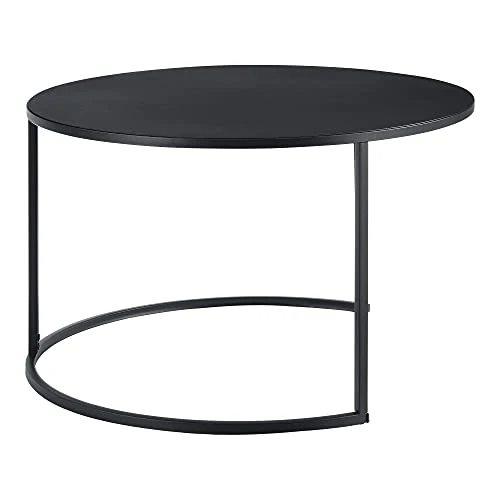 Lot de 2 Tables Basses Rondes Gigognes Capacité de Charge 20 kg Tables de Salon Robustes en Fer de Tailles Différentes Noir