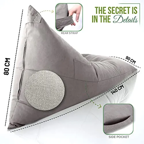 Aiire Housse de Pouf Salon Moderne - Pouffe Geant XXL Adulte ou Ado sans Remplissage pour Décoration de la Chambre – Beanbag, Fauteuil ou Coussin de Sol Grand Confortable Gris