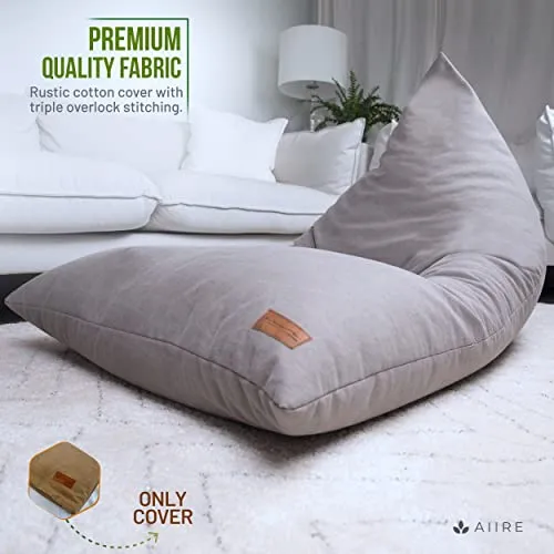 Aiire Housse de Pouf Salon Moderne - Pouffe Geant XXL Adulte ou Ado sans Remplissage pour Décoration de la Chambre – Beanbag, Fauteuil ou Coussin de Sol Grand Confortable Gris