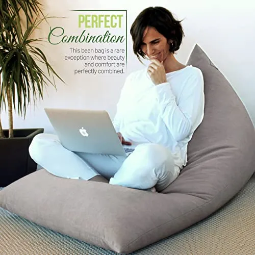 Aiire Housse de Pouf Salon Moderne - Pouffe Geant XXL Adulte ou Ado sans Remplissage pour Décoration de la Chambre – Beanbag, Fauteuil ou Coussin de Sol Grand Confortable Gris
