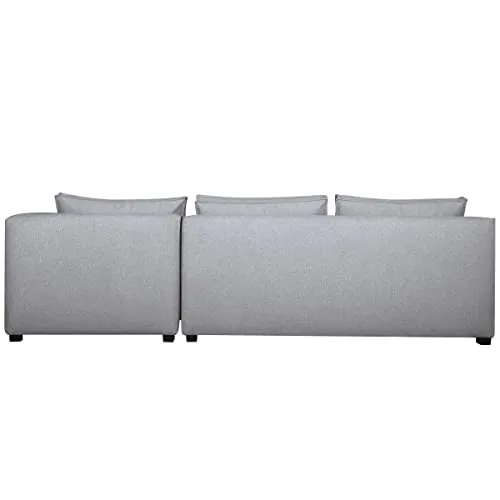 Miliboo Canapé d'angle Droit modulable avec chauffeuse Double en Tissu Gris Clair PLURIEL