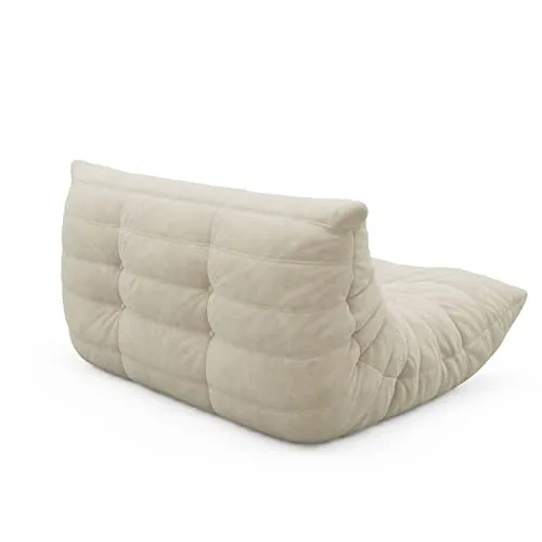 1inchome Togo Chauffeuse 2 Place, Lazy Floor Canapé en Velours Daim Doux Chaise Longue Accent Pouf Canapé pour Salon Chaise d'angle Chambre Salon Bureau (Gris)