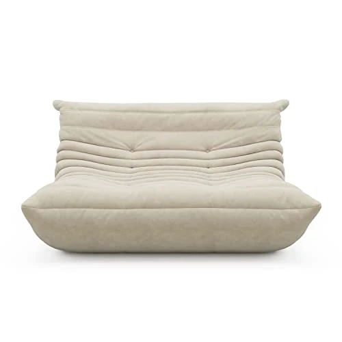 1inchome Togo Chauffeuse 2 Place, Lazy Floor Canapé en Velours Daim Doux Chaise Longue Accent Pouf Canapé pour Salon Chaise d'angle Chambre Salon Bureau (Gris)