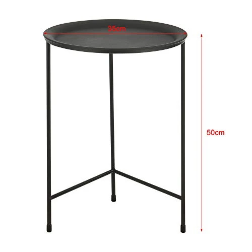 [en.casa] Set de 3 Tables Basses Ensemble de 3 Tables Gigognes Table de Salon Table de Rangement Desserte Métal Noir Tailles Différentes