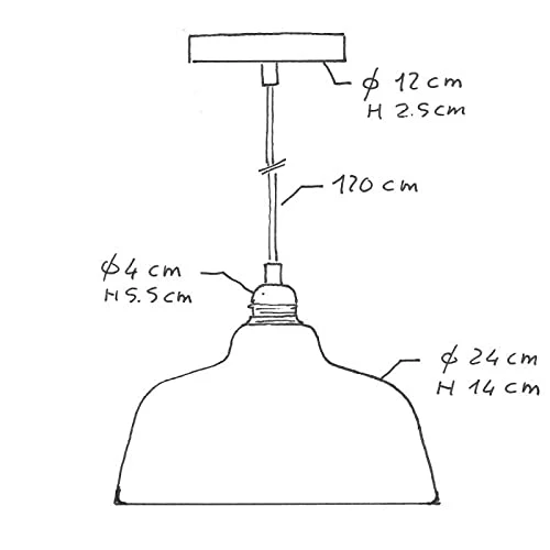 Suspension fabriquée en Italie avec câble textile, abat-jour Coupe en céramique et finition en métal - Sans ampoule, Rouge Corail à rayures - blanc