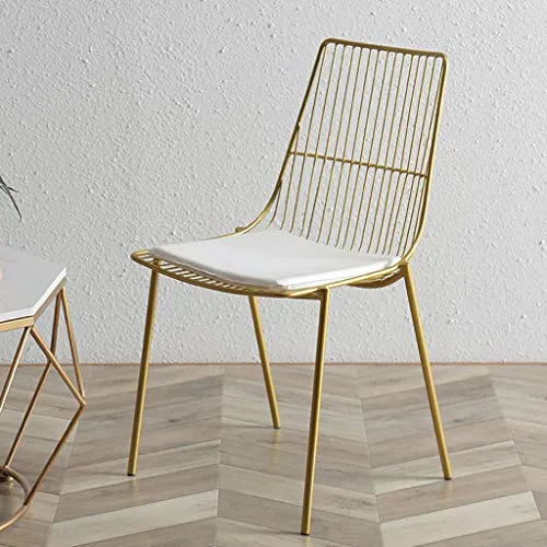 Amrai Chaises de Salle à Manger de Luxe Nordic Light - Siège en Cuir Blanc en métal doré, Chaises de Salle à Manger de Loisirs Tabouret de Bar pour Salon/Cuisine/vanité, Hauteur de l'assise: 43cm