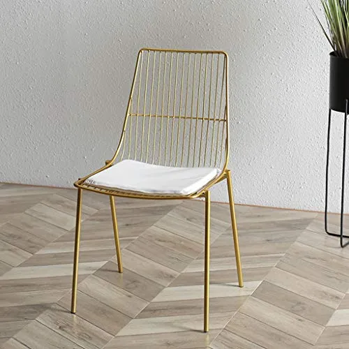 Amrai Chaises de Salle à Manger de Luxe Nordic Light - Siège en Cuir Blanc en métal doré, Chaises de Salle à Manger de Loisirs Tabouret de Bar pour Salon/Cuisine/vanité, Hauteur de l'assise: 43cm