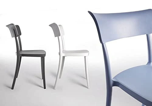 SARETINA Chaise polypropylène design empilable, pour salle à manger, bar et cuisine, aussi pour extérieur - 8 couleurs (4, vert acide)