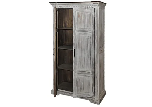 Armoire - Bois Massif de manguier ciré (Blanc Antique) - Style Campagne Chic - Castle Antik #221