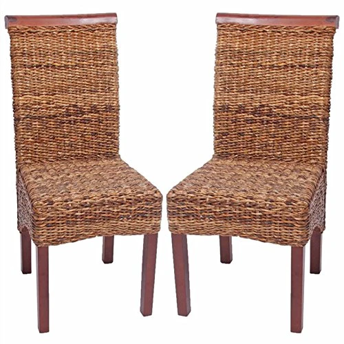 Mendler Lot de 2 chaises M45, Banane tressée, 47x54x93cn, Pieds Marrons