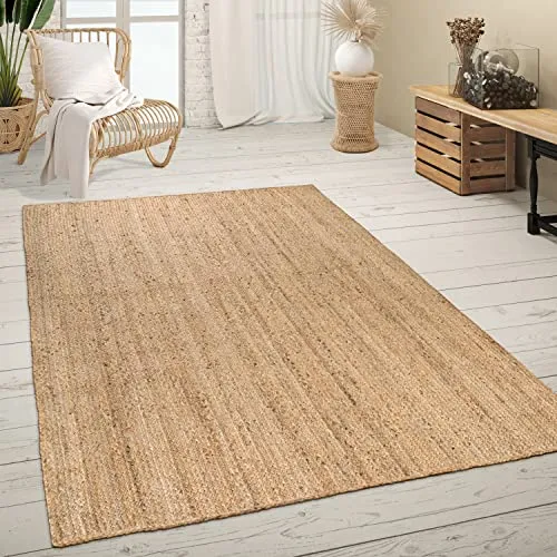 Paco Home Tapis De Salon Fibres Naturelles Artisanal Jute Chiné Motif Moderne Style Boho, Dimension:160x230 cm, Couleur:Naturelle 2