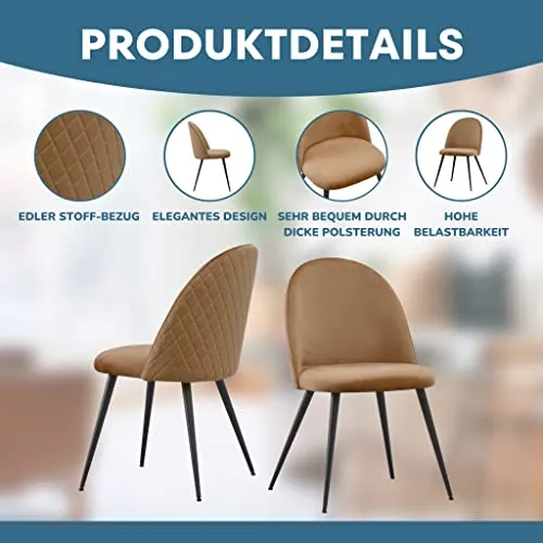 Albatros Capo Lot de 4 chaises de Salle à Manger avec Housse en Velours Marron – Design Vintage élégant avec Housse en Velours – Chaise rembourrée certifiée SGS – Chaise de Cuisine Moderne
