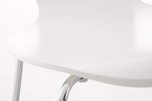 Chaise Empilable Calisto en Bois - Assise Ergonomique - Chaise de Salle d'Attente en Bois Chaise, Hauteur Assise 45 cm -Couleurs au Choix:, Couleur:Blanc