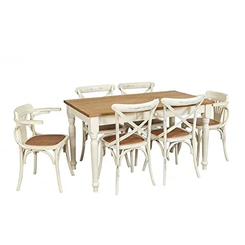 Biscottini Chaise Bois avec accoudoirs Thonet 77x45x42 cm | Chaise Salle a Manger | Chaise Cuisine en Bois Massif | Chaise bistrot | Chaise Blanche