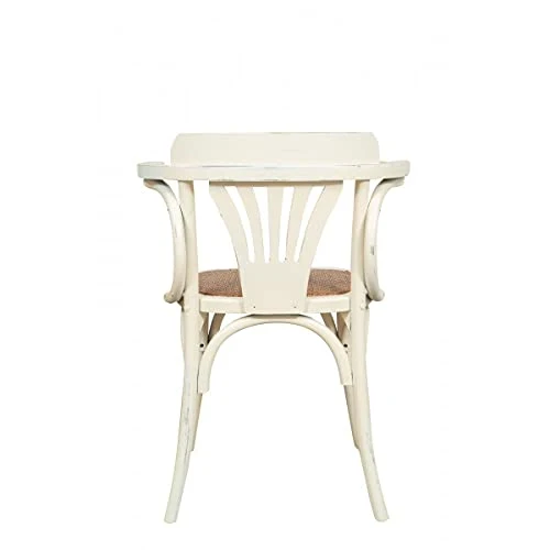 Biscottini Chaise Bois avec accoudoirs Thonet 77x45x42 cm | Chaise Salle a Manger | Chaise Cuisine en Bois Massif | Chaise bistrot | Chaise Blanche