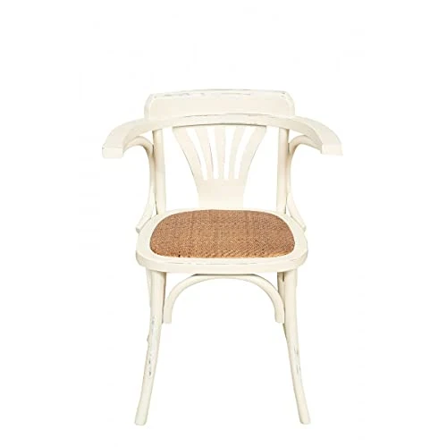 Biscottini Chaise Bois avec accoudoirs Thonet 77x45x42 cm | Chaise Salle a Manger | Chaise Cuisine en Bois Massif | Chaise bistrot | Chaise Blanche