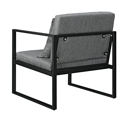Lot de 2 Fauteuils Design de Salon avec Accoudoirs Siège et Dossier Rembourrré Armature Solide Housse en Polyester 70 x 60 x 60 Gris Foncé