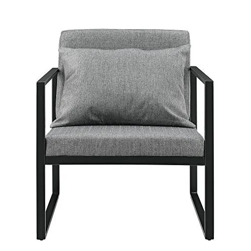 Lot de 2 Fauteuils Design de Salon avec Accoudoirs Siège et Dossier Rembourrré Armature Solide Housse en Polyester 70 x 60 x 60 Gris Foncé