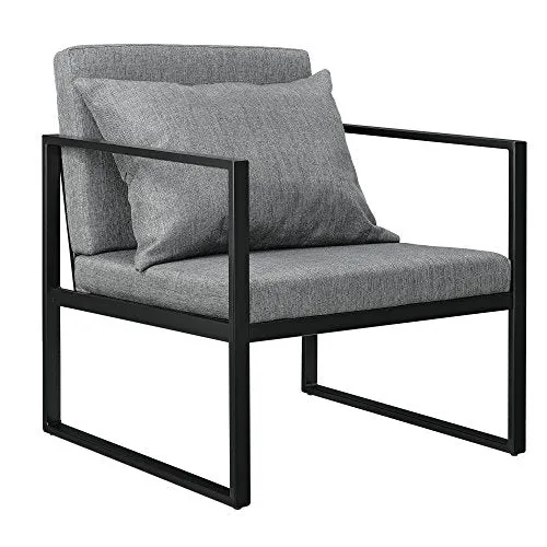 Lot de 2 Fauteuils Design de Salon avec Accoudoirs Siège et Dossier Rembourrré Armature Solide Housse en Polyester 70 x 60 x 60 Gris Foncé