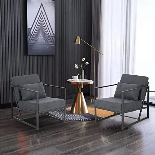 Mingone Fauteuil de Salon Canapé Monoplace Rembourré Lounge Convertible Inclinable Chaise avec Accoudoirs et Dossier Lin Gris Foncé, 1