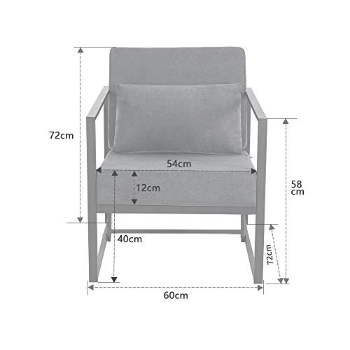 Mingone Fauteuil de Salon Canapé Monoplace Rembourré Lounge Convertible Inclinable Chaise avec Accoudoirs et Dossier Lin Gris Foncé, 1