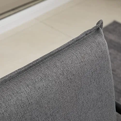 HOMCOM Fauteuil de Salon Assise revêtement synthétique avec accoudoir Structure en Acier Charge Max. 150 Kg 65,5l x 85P x 85H cm Gris