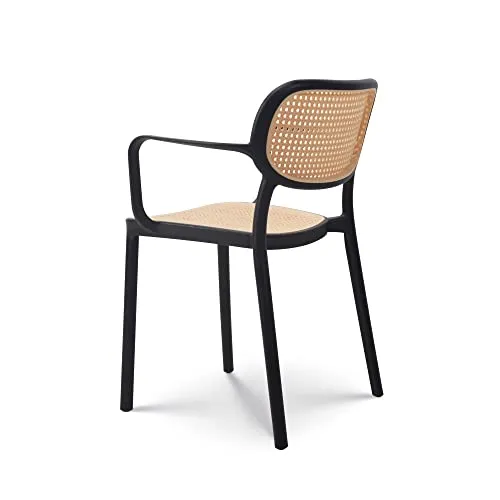 Kosmi - Chaise de Salle à Manger Noire au Style Vintage avec accoudoirs