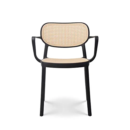Kosmi - Chaise de Salle à Manger Noire au Style Vintage avec accoudoirs