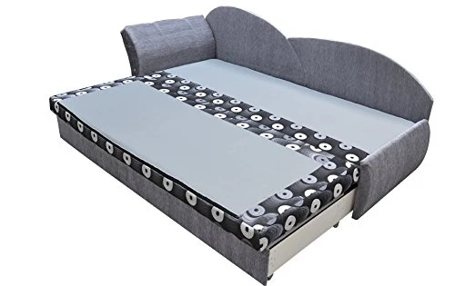 E-MEUBLES Canapé en lit Convertible avec Coffre de Rangement 3 Places Relax Droit - en Tissu - Salon & séjour ARGEA (Menthe+Fleurs (Garden 39+Soro 34), Canapé Gauche)