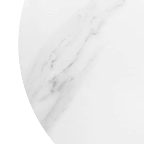 Meubletmoi Table de Repas Ronde 120 cm Plateau en céramique Blanc marbré et 4 Pieds inclinés Bois Clair - Style scandinave - Lilia