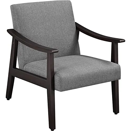 Yaheetech Fauteuil de Salon Confortable Fauteuil Chaise Cadre Métal pour Salon Chambre Salle de Séjour Bureau Intérieur