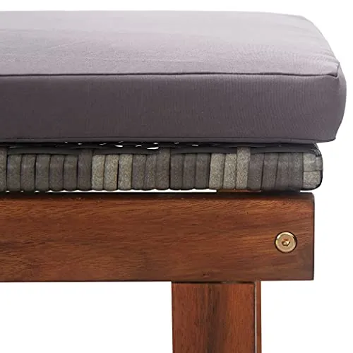 vidaXL Chaise Longue et Coussin Jardin Bain de Soleil de Patio Transat de Terrasse Extérieur Piscine Résine Tressée Gris Bois d'Acacia