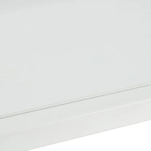 Relaxdays Console 2 Plateaux, Couloir et Salon, 70x110x30 cm, métal, Verre, Aspect Bois, Support à étagères, Blanc