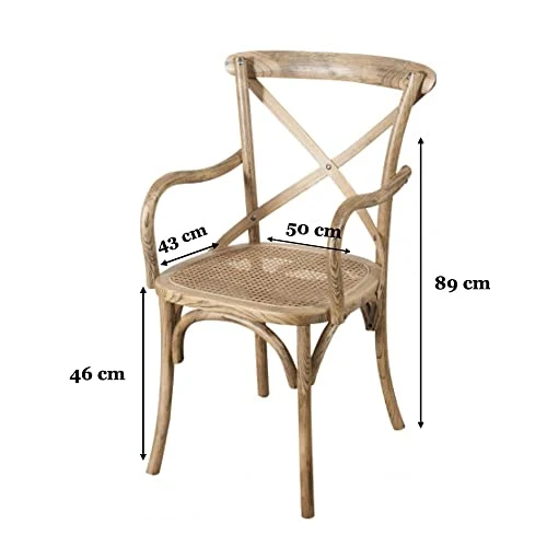 Biscottini Chaise Salle a Manger Bois 89x43x50 cm | Chaise bistrot Bois Made in Italy | Chaise Bois Finition Vintage | Chaise en rotin