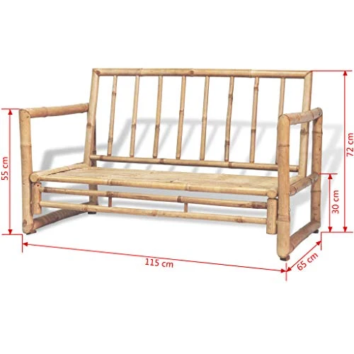 FAMIROSA Canapé de Jardin à 2 Places avec Coussins Bambou