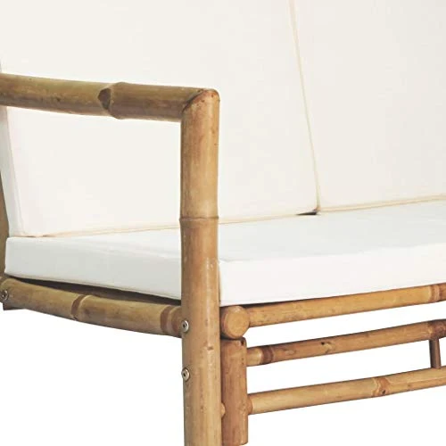 FAMIROSA Canapé de Jardin à 2 Places avec Coussins Bambou