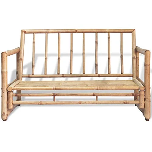 FAMIROSA Canapé de Jardin à 2 Places avec Coussins Bambou